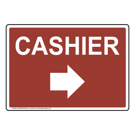 Canyon CASHIER Right Arrow Sign NHE-9645-White_on_Canyon