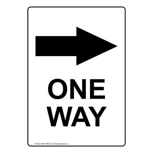 Portrait One Way [Right Arrow] Sign With Symbol NHEP-16603