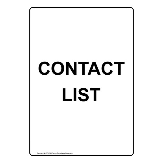 Portrait Contact List Sign NHEP-27617