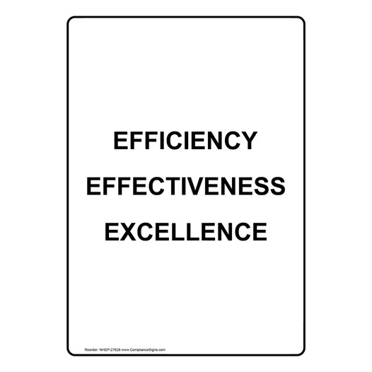Portrait Efficiency Effectiveness Excellence Sign NHEP-27628