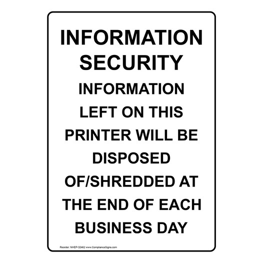 Portrait Information Security Information Left Sign NHEP-32462