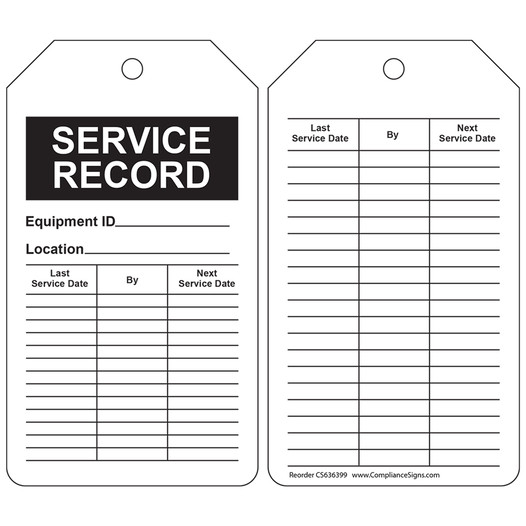 SERVICE RECORD Equipment ID Location Equipment Status Tag CS636399