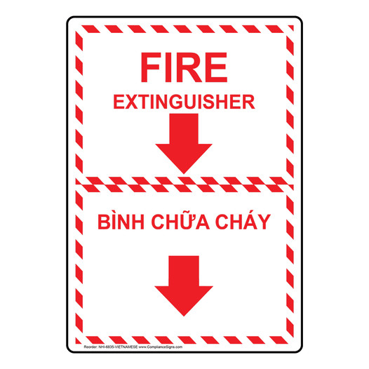 English + Vietnamese FIRE EXTINGUISHER Sign With Symbol NHI-6835-VIETNAMESE