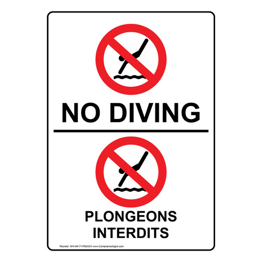 No Diving Bilingual Sign NHI-9417-FRENCH