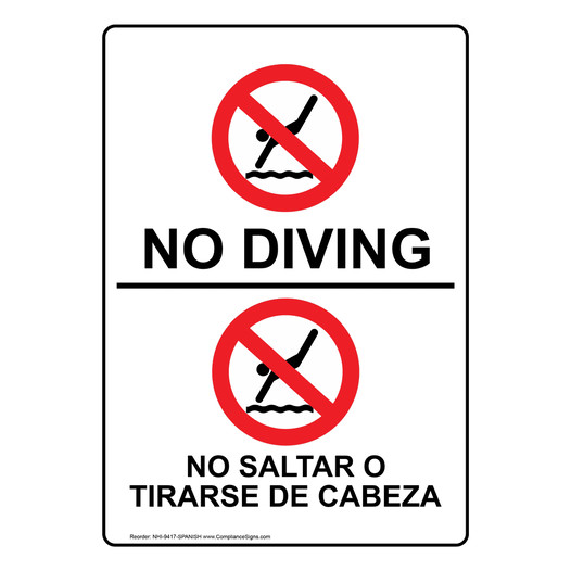 No Diving Bilingual Sign NHI-9417-SPANISH