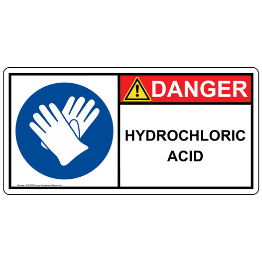 ISO Hydrochloric Acid PPE - Gloves Sign IDE-50203