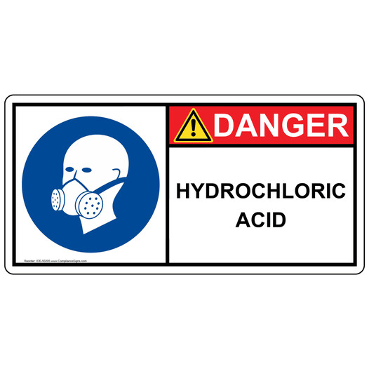 ISO Hydrochloric Acid PPE - Respirator Sign IDE-50205