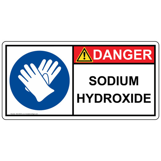 ISO Sodium Hydroxide PPE - Gloves Sign IDE-50235