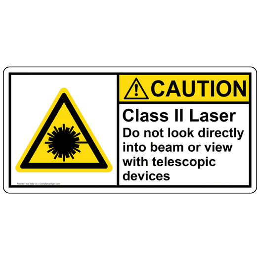 ISO Class II Laser Do Not Look Into Beam Sign ICE-4242 Process Hazards