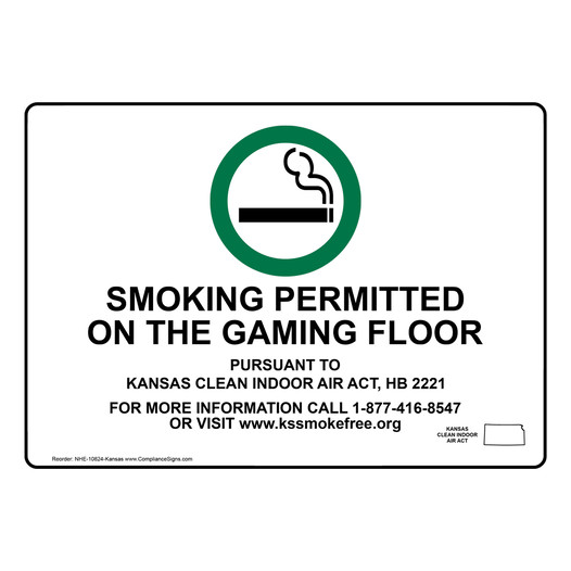 Kansas Smoking Permitted On Gaming Floor Sign NHE-10824-Kansas
