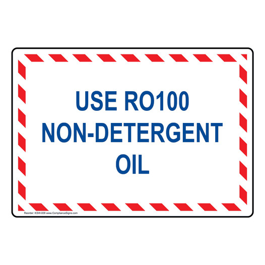 Use Ro100 Non-Detergent Oil Label KSW-009