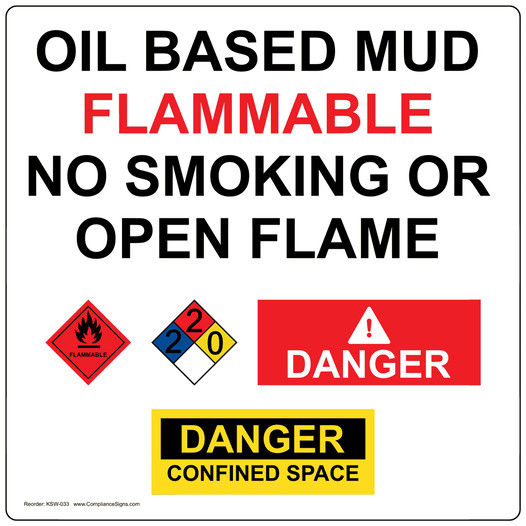 Oil Based Mud Flammable No Smoking Label With Symbol KSW-033