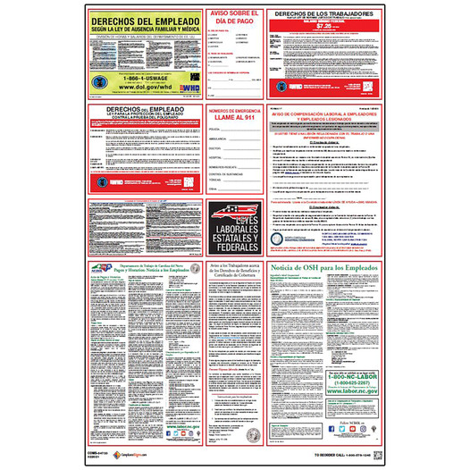 Spanish North Carolina Labor Law Combo Poster CS582226
