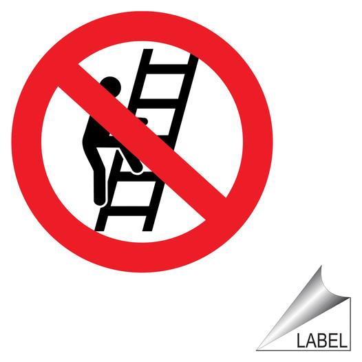 No Ladder Symbol Bilingual Label LABEL-PROHIB-43-b-R Ladder / Scaffold