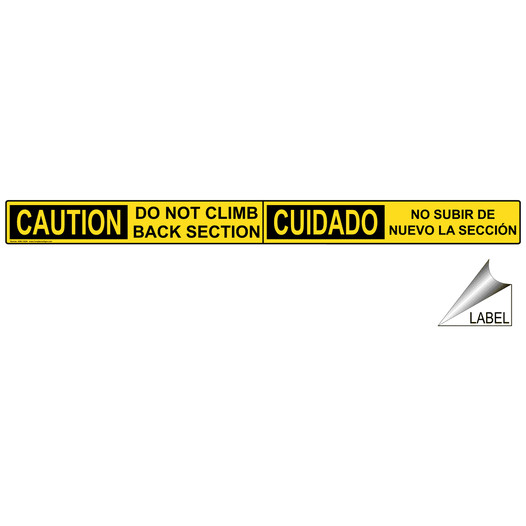 Caution Do Not Climb Back Section Bilingual Label NHB-16284