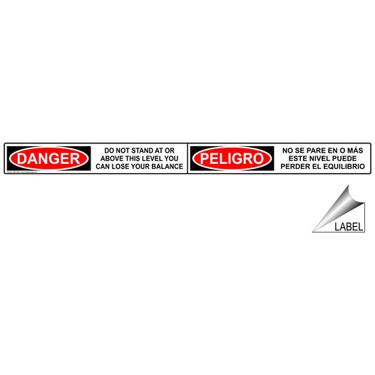 Danger Do Not Sit Or Stand Bilingual Label for Ladder / Scaffold NHB-16290