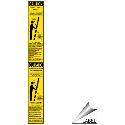 Single Ladder Safety Bilingual Label for Ladder / Scaffold NHB-16299