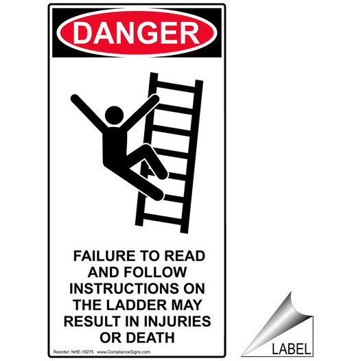 Read And Follow Instructions On The Ladder Label With Symbol NHE-16275