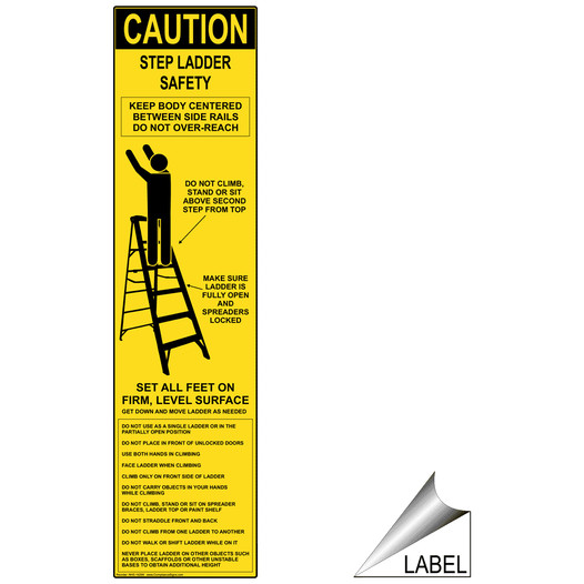 Step Ladder Safety Label With Symbol NHE-16298 Industrial Notices