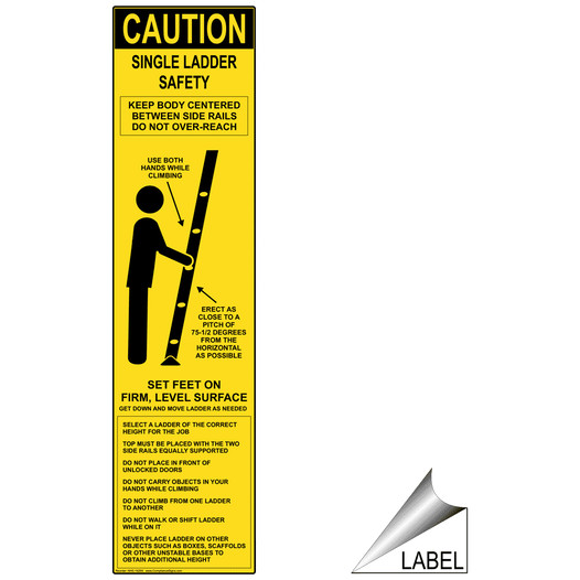 Single Ladder Safety Label With Symbol for Ladder / Scaffold NHE-16299