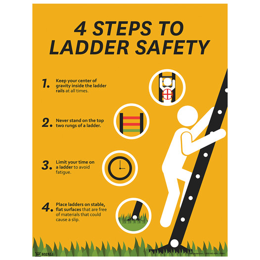 Safety Poster - 4 Steps To Ladder Safety - CS651874