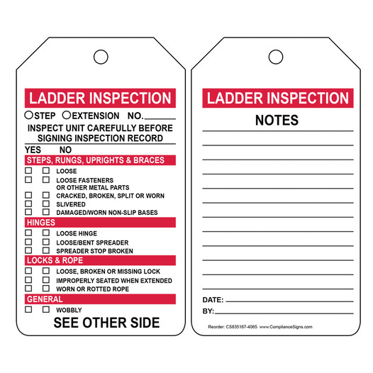 White Ladder Inspection Tag CS835167