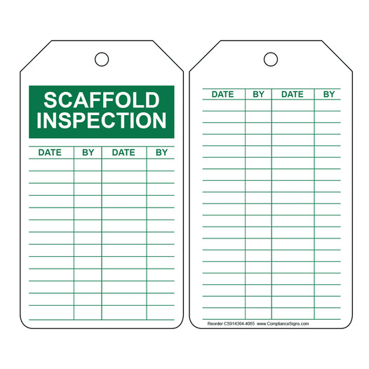 White SCAFFOLD INSPECTION Safety Tag CS914364
