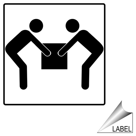 Two Person Lift Symbol Label for Manual Lifting / Back Belts LABEL_SYM_46_a