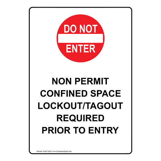 Portrait Non Permit Confined Space Sign With Symbol NHEP-32551