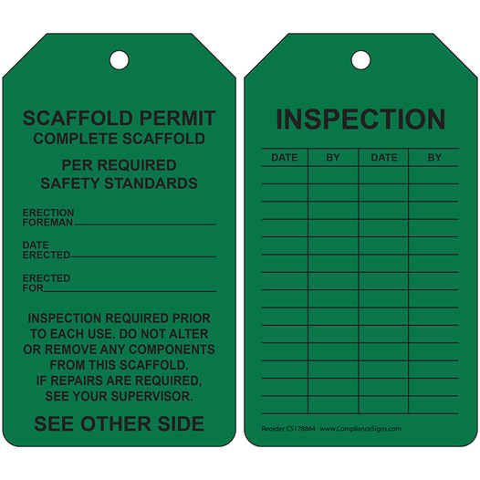 Scaffold Permit Complete Inspection / Status Tag CS178864