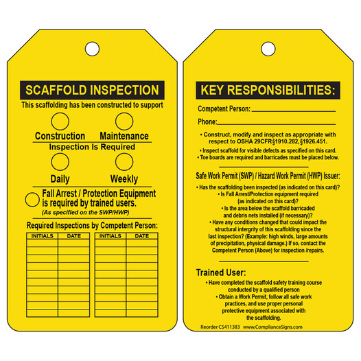 Scaffold Inspection / Status Tag CS411383