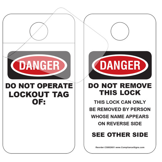 OSHA Danger Do Not Operate Lockout Tag Of: Tag CS852651