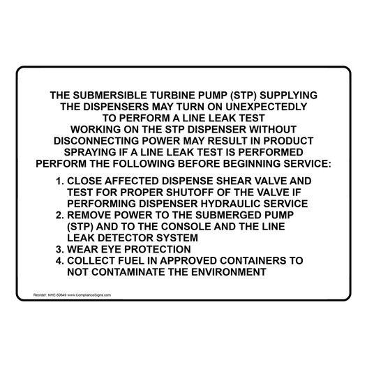 THE SUBMERSIBLE TURBINE PUMP (STP) SUPPLYING Sign NHE-50649