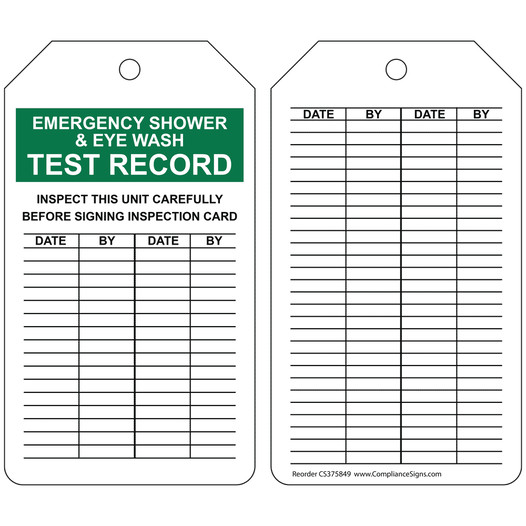 Accuform Emergency Shower Test Tags - Jumbo Plastic Safety Tags For Eye Wash Stations & Safety Equipment