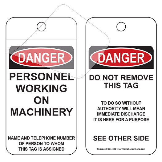 OSHA Danger Personnel Working On Machinery Tag CS744635