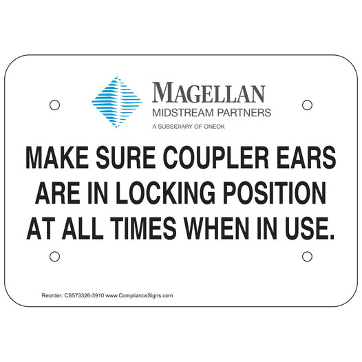Make Sure Coupler Ears Are In Locking Position Sign MGLN-0045