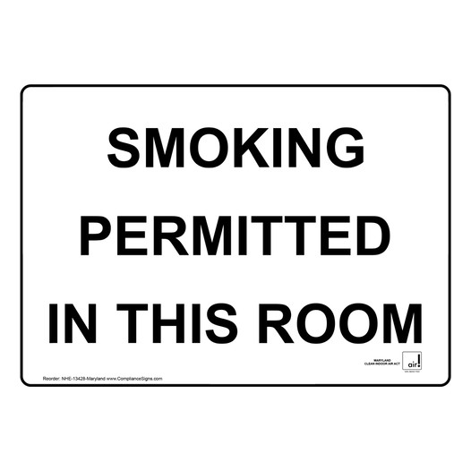 Maryland Smoking Permitted In This Room Sign NHE-13428-Maryland