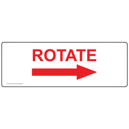 Rotate With Right Arrow Label for Machine Safety NHE-18206