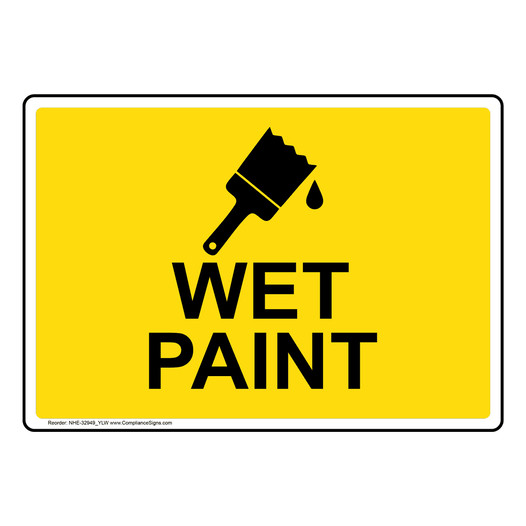 Wet Paint Sign With Symbol NHE-32949_YLW