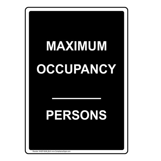 Portrait Black MAXIMUM OCCUPANCY ____ PERSONS Sign NHEP-8249_BLK
