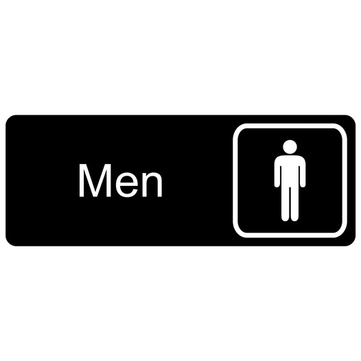 Black Engraved Men Sign with Symbol EGRE-430-SYM_White_on_Black