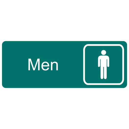 Green Engraved Men Sign with Symbol EGRE-430-SYM_White_on_Green