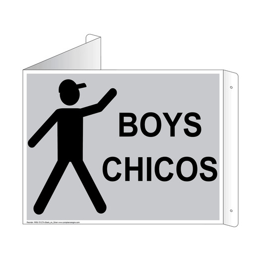 Silver Triangle-Mount BOYS - CHICOS Sign With Symbol RRB-7012Tri-Black_on_Silver