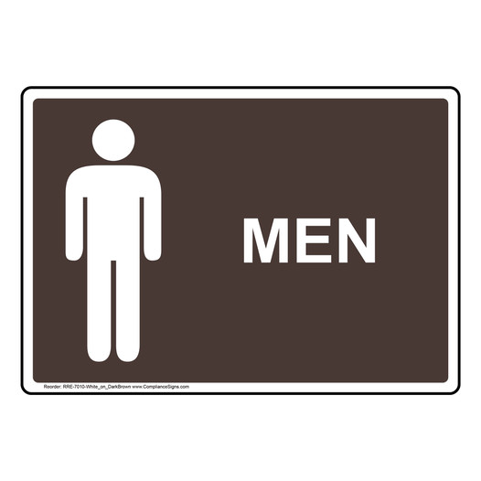 Dark Brown Men Restroom Sign With Symbol RRE-7010-White_on_DarkBrown