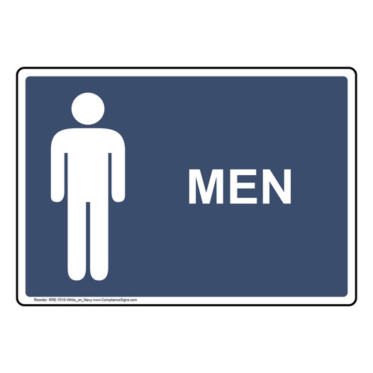 Navy Men Restroom Sign With Symbol RRE-7010-White_on_Navy