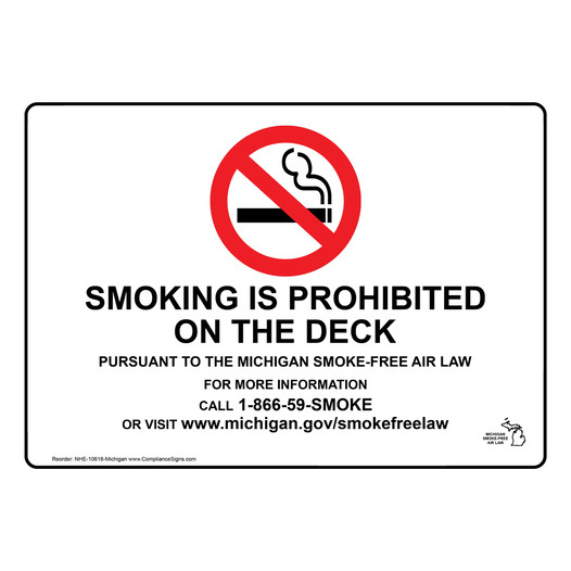 Michigan Smoking Is Prohibited On The Deck Sign NHE-10618-Michigan