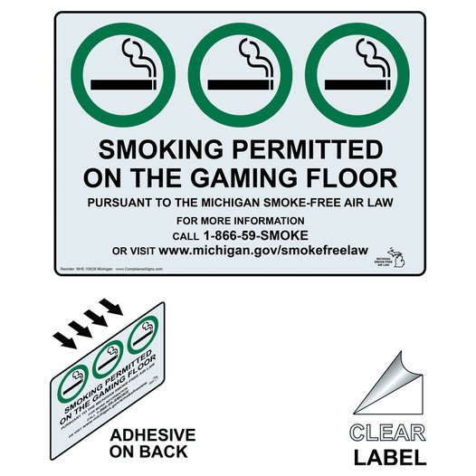 Michigan Smoking Permitted On Gaming Floor Clear Label