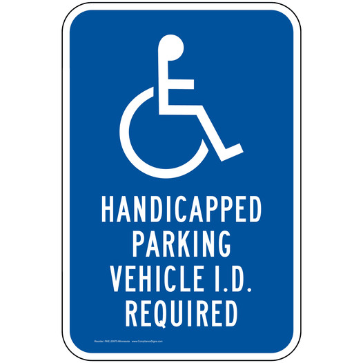 ADA Handicapped Parking Vehicle I.D. Required Sign