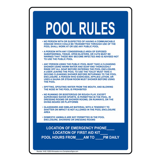 Minnesota Pool Rules Sign NHE-15283-Minnesota