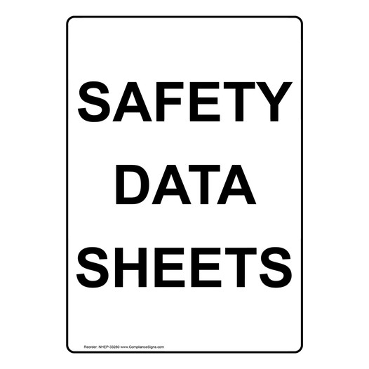 Portrait Safety Data Sheets Sign NHEP-33280